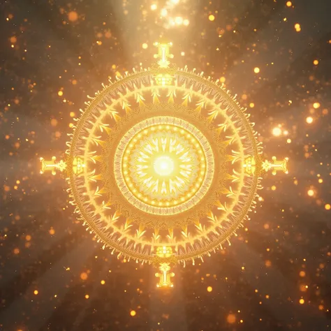 bright atmosphere, peaceful mandala, hyperdetailed, hyperrealism, high resolution, 8k, golden, celestial