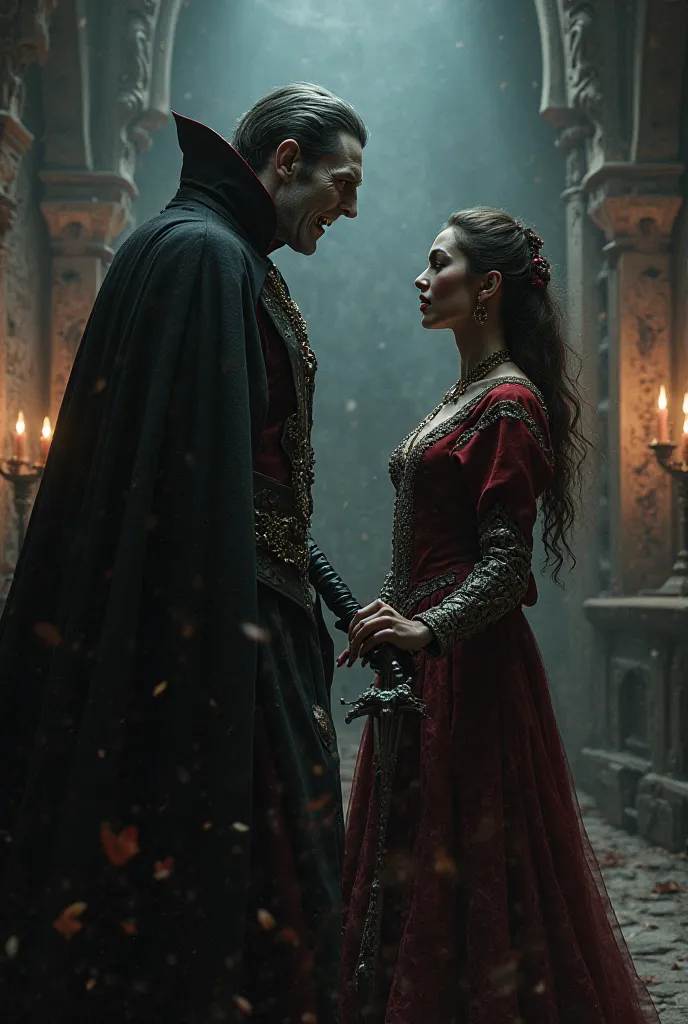 Image de Dracula se battant contre une chasseuses de vampires 