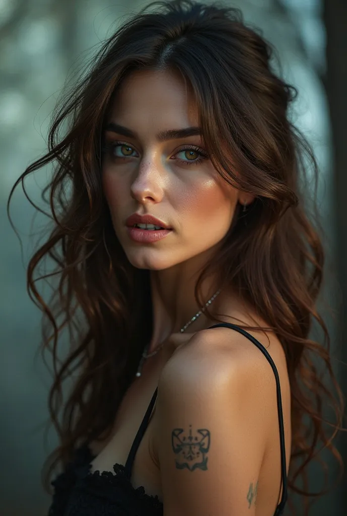 Create a banner of a sexy brunette woman 