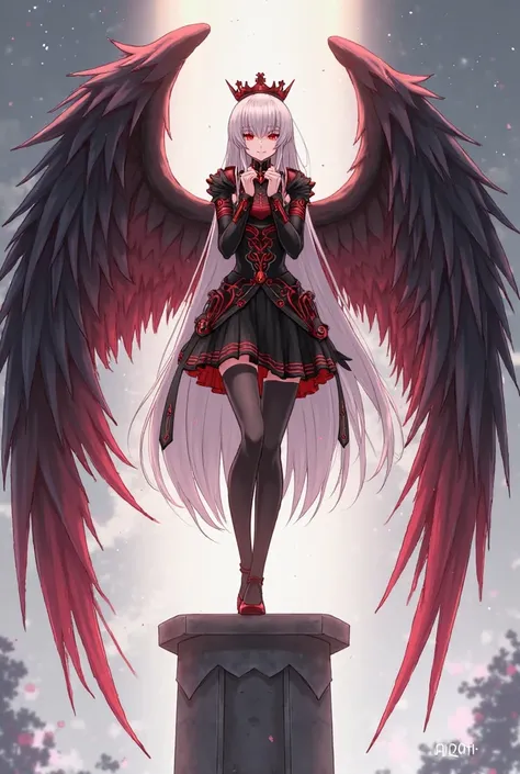 Drawing method: anime
Gender: female
Status: Fallen angel
eye color: red
wings: mostly black and gray
Red angel crown
feelings: Condescending, superiority, feeling of being powerful. powerful
Physical features:
Height: 165
Weight: 53
Age: 26
Description of...