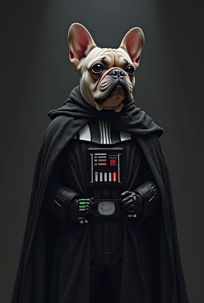 Darth vader with face of the french bulldog