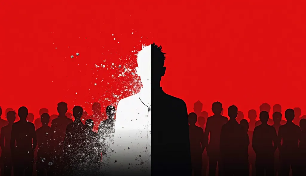 A bold and high-contrast YouTube thumbnail with a solid black and red background. In the center, a white silhouette of a man fading or dissolving from one side, symbolizing disappearance, while on the other side, a more confident, transformed version of th...