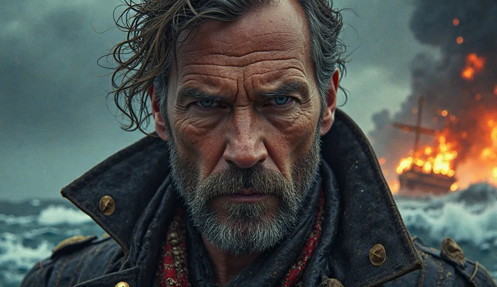 Here’s a compelling YouTube video thumbnail prompt for your Captain William d video:  

**Visual Elements:**  
- A **dramatic close-up** of Captain William d’s face, with a rugged, determined expression.  
- A **dark, stormy ocean** in the background, with...