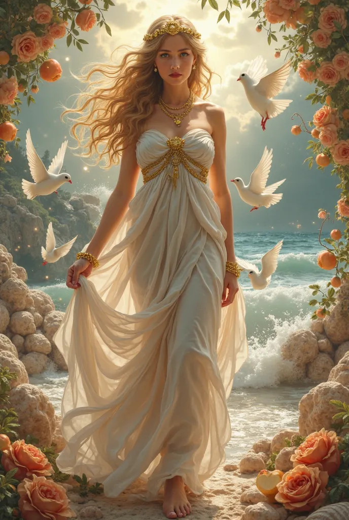 Aphrodite (Kadın) – Aşkın ve Güzelliğin İlahesi
Aphrodite, the Greek goddess of love and beauty, is depicted as a breathtakingly beautiful woman with radiant skin and flowing golden hair. She often wears a flowing, delicate silk gown that clings to her gra...