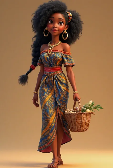 A beautifully animated 2D Disney-style character of Liora Adesuwa, a young Nigerian woman () with rich brown skin and golden undertones. She has deep brown, expressive eyes framed by long curled lashes, high cheekbones, full lips, and a beauty mark under h...