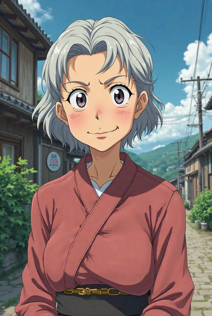 A grandmother drawn anime-style Higurashi no Naku