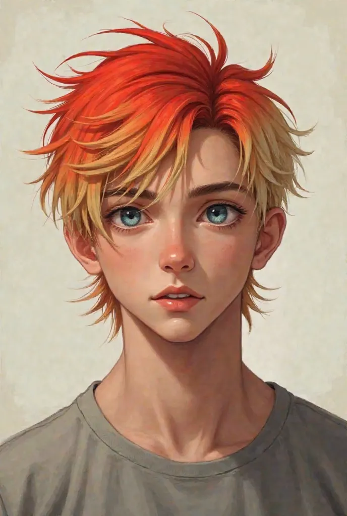 create for me an image of someone with a small mulett, Even the blond boy, with the sides painted red, it has to be a human being, not an unrealistic image