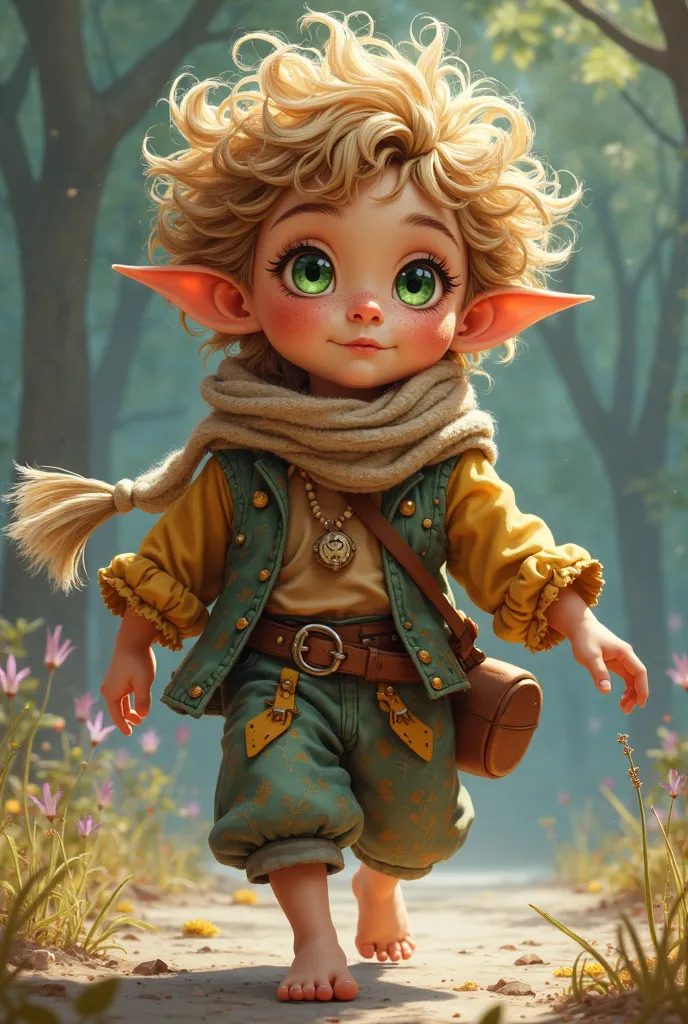 Name: Pip

Race: Halfling

Subrace: Light Feet

Class: Bardo

Subclass: College of Legends (UA) (To reflect his fertile imagination and creative way of seeing the world.)

level : 3

Trend (Alignment): chaotic good (He sees the world innocently, but acts i...