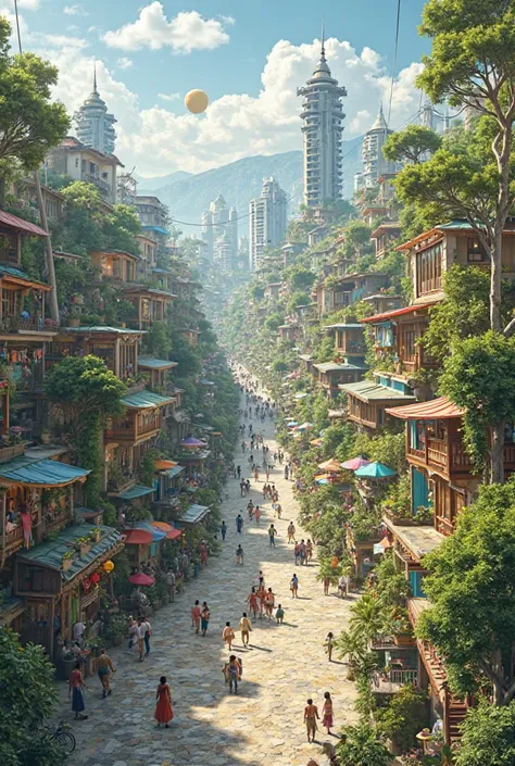 A city without tall,buildings with bathrooms in every corner of the city 