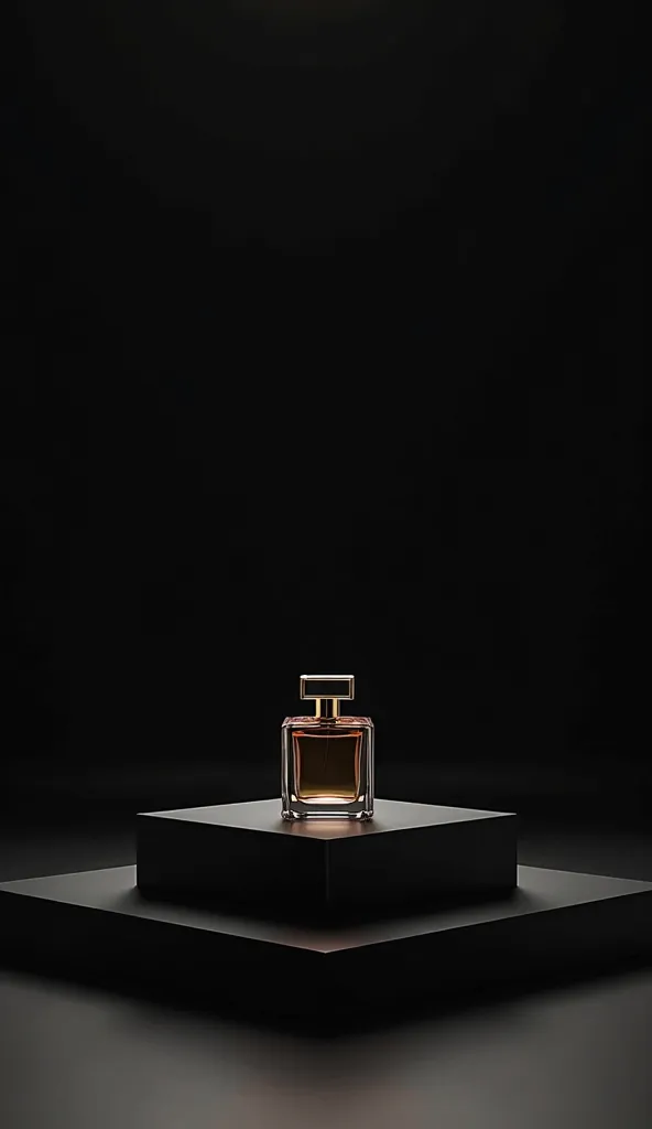 black style background with platform for parfume