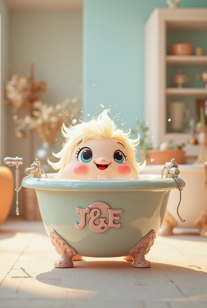 Create mascot for a bathtub store with J E logo AND FINISHES 