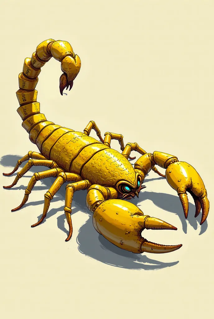 I want you to create an imposing scorpion in the color lemon yellow but not so realistic