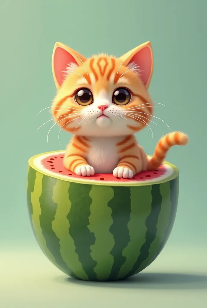 there is a cat that is sitting in a watermelon cup, adorable digital painting, cute 3 d render, cute digital art, cute detailed digital art, cute cartoon character, cute! c4d, cute cat, cute artwork, cute character, cartoon digital painting, digital cartoo...