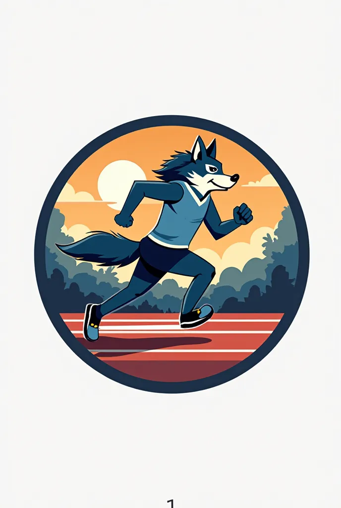 So not too much color a round shape like a logo with a wolf on an athletics track and all that in cartoon mode generate the image for me 