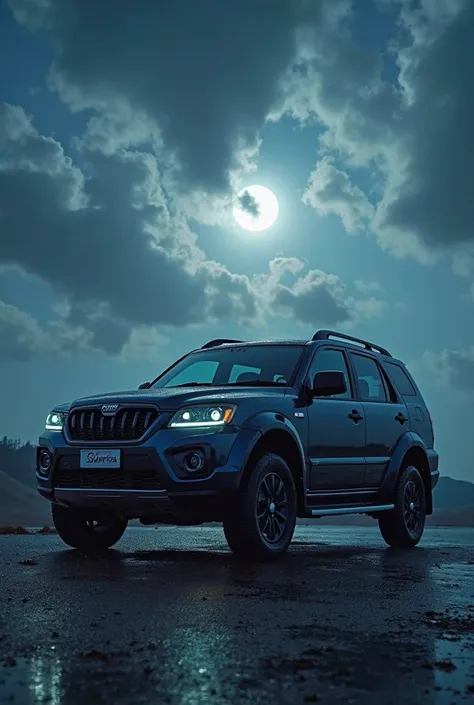 make a image of Mahindra Scorpio car in night cloud size of insta reel