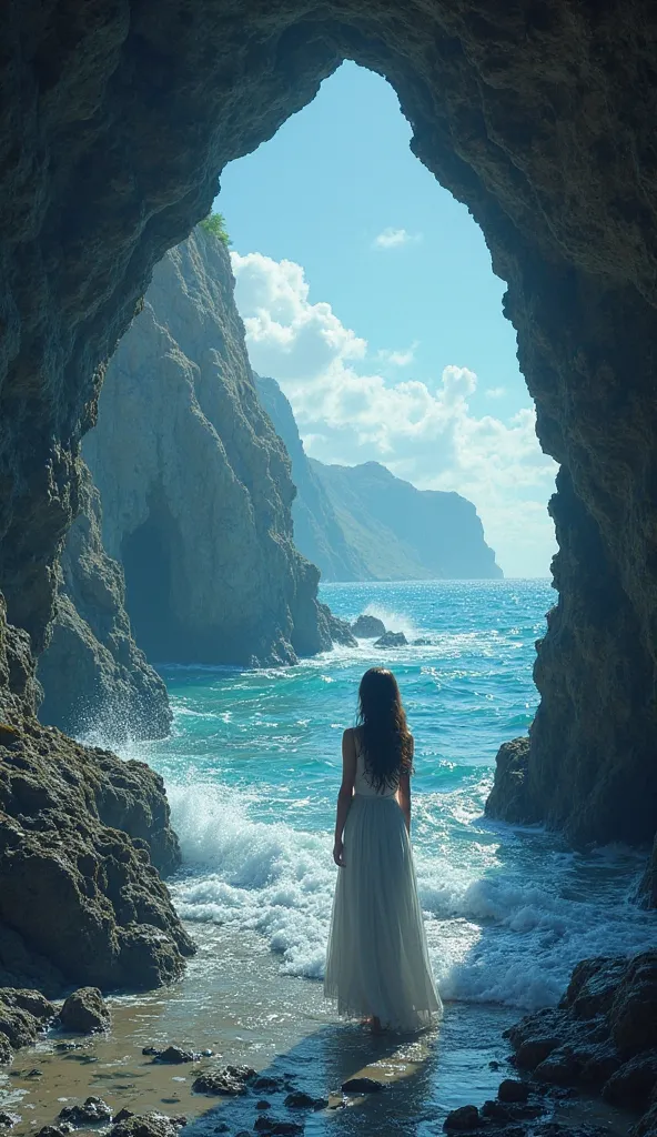 As Alicia sang along with the melody, the cave trembled, and the wind’s whispers became clearer. The sorrowful tune transformed into a harmonious symphony, as if the sea itself was responding. In that moment, Alicia understood—the song belonged to a sailor...