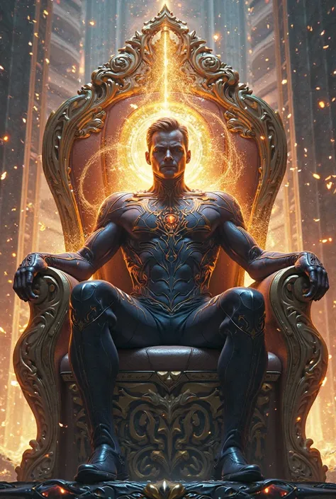 Nova Superhero from DC Comics Sitting on a Throne