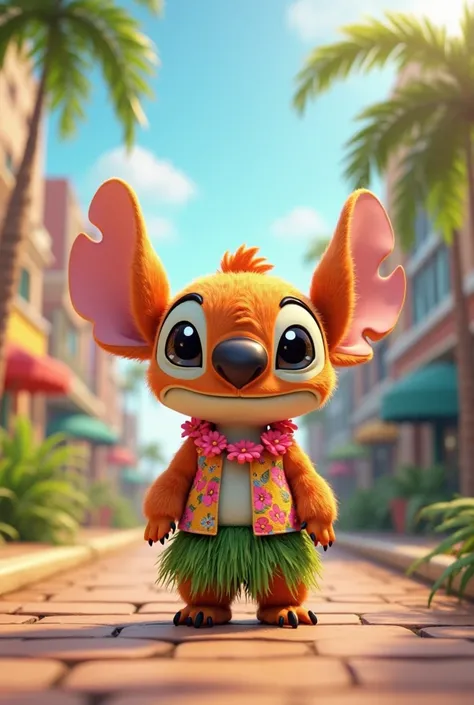 SUPER CUTE 3D FUR STITCH WITH HAWAIIAN CITY CLOTHES