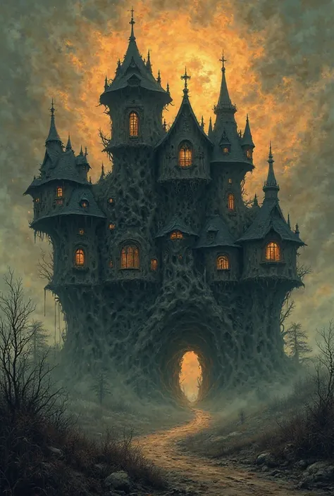 Draw five terrifying seven-story houses