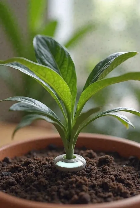 "PlantSense" - Plant Care Sensor
 A small device that is placed in the pot and sends alerts to the cell phone when the plant needs water, light or nutrients.
