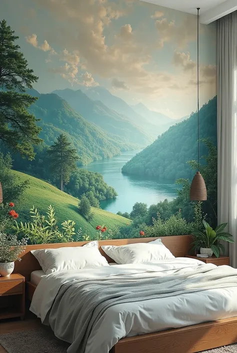 BEDROOM WALL PAINTED WITH LANDSCAPES