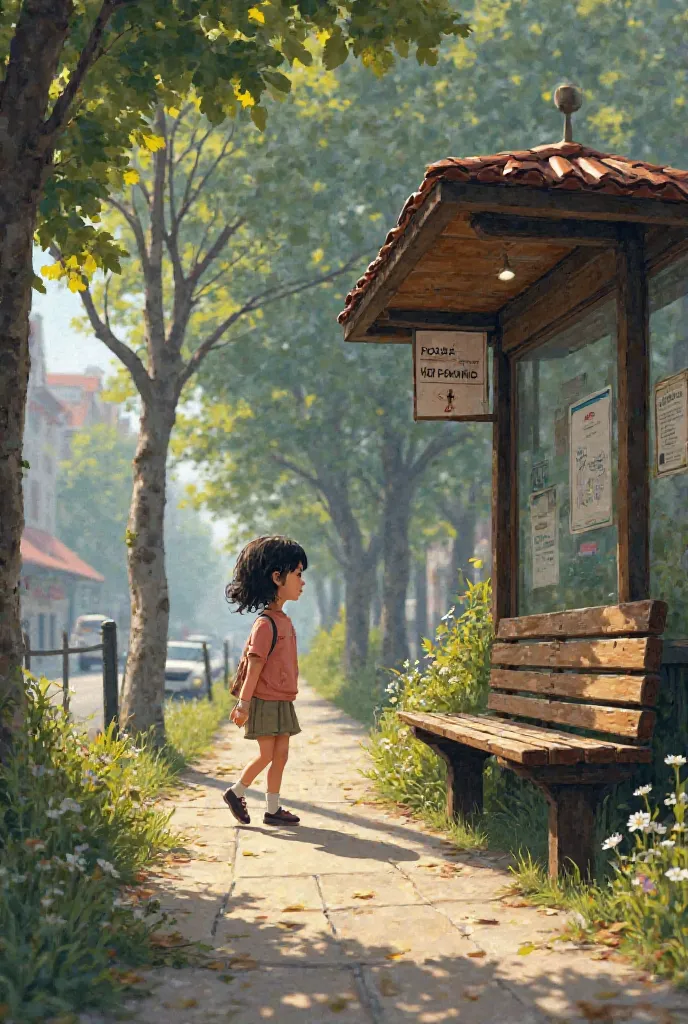 A girl finding a bus stop