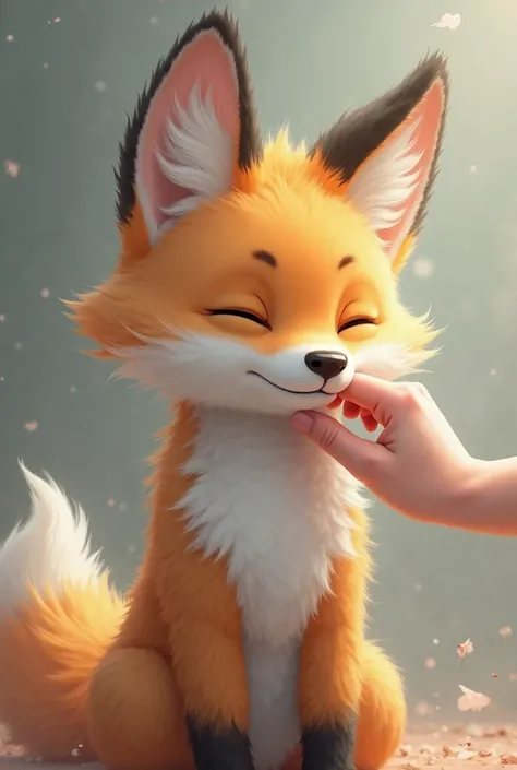 quarter portrait kemono fox furry being pet by a disembodied hand