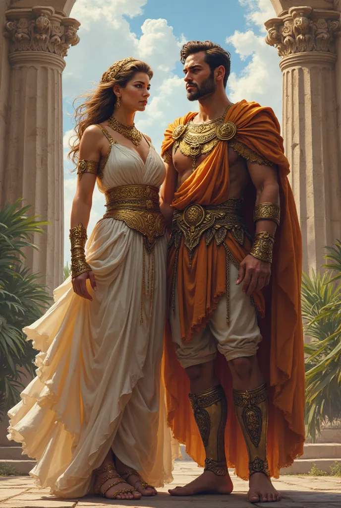 Athena goddess beautiful elegant big ass with handsome king ruling side by side 