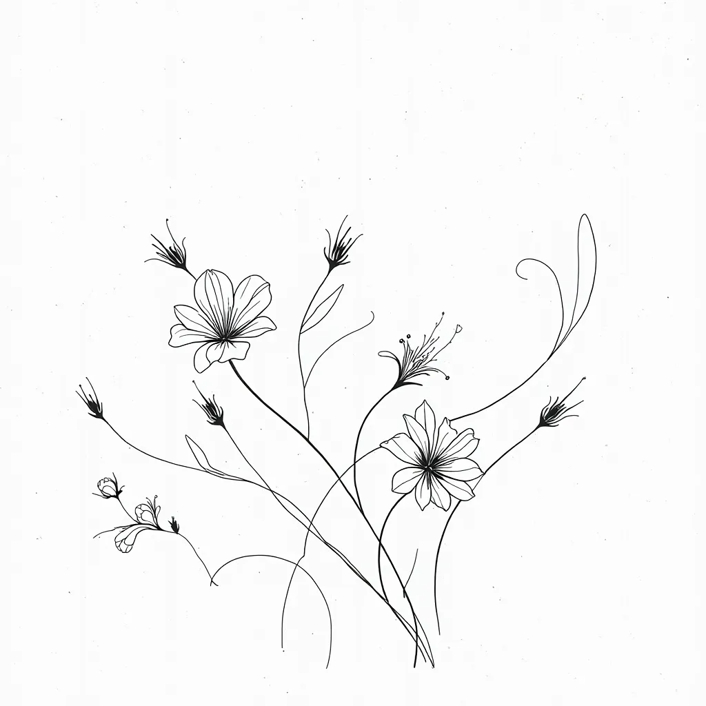 black and white line art of a pattern of flowers 