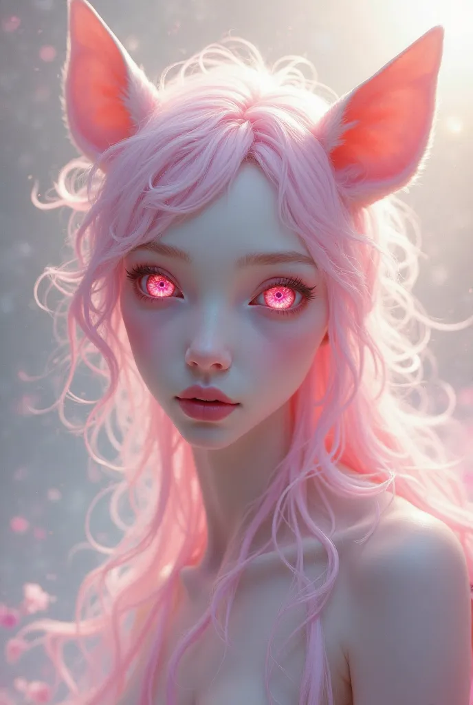 Light-skinned, pink-eyed male ager. With pink hair and deer ears