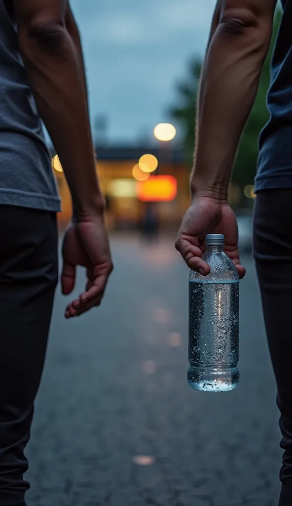 In my view, only my hands are visible. One hangs loosely by my side, while the other grips a cold water bottle, droplets of condensation sliding down its surface. Across the street, the gym glows under the evening sky, its lights cutting through the dim at...