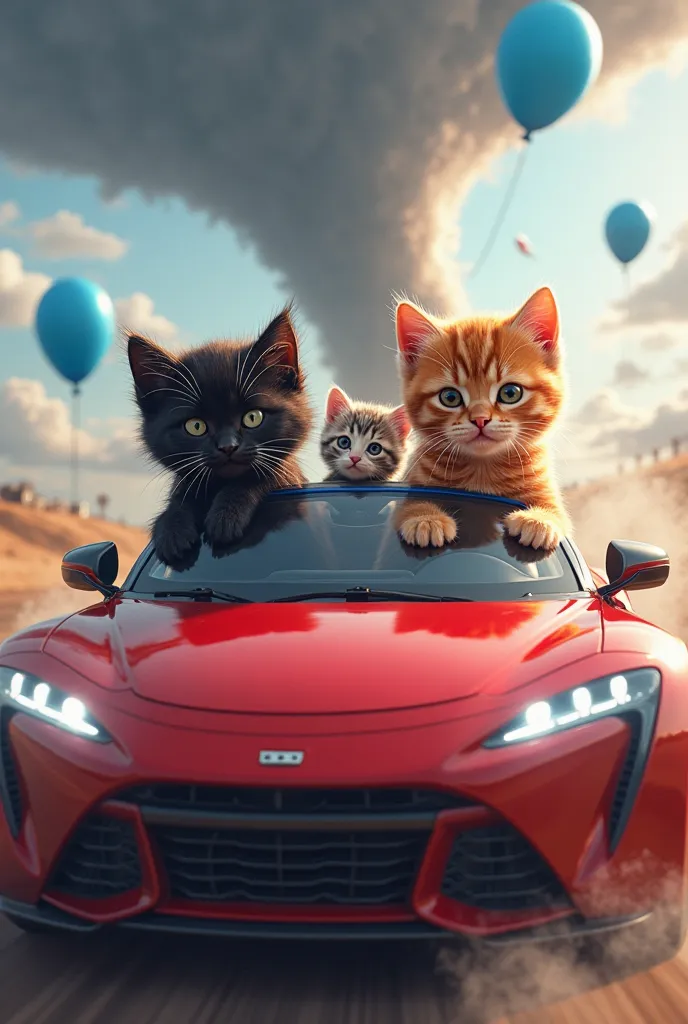 Two male cute kittens neden black and the other brown
and in the back baby kitten black brown. driving a car red sports seat leon fr very sporty woz drift a lot of smoke and blue balloons view sports bumper in the background tornado
Escape Around.male mysz...