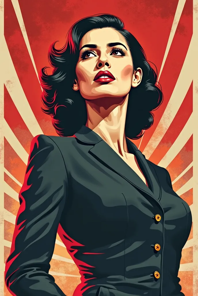 poster with a woman for Women's Day in the style of USSR posters