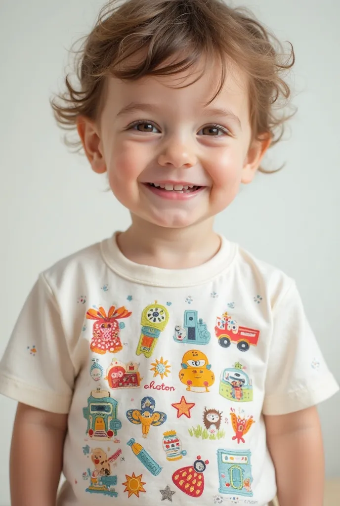 Personalized t-shirt with the nursery aid theme with various images printed on the shirt