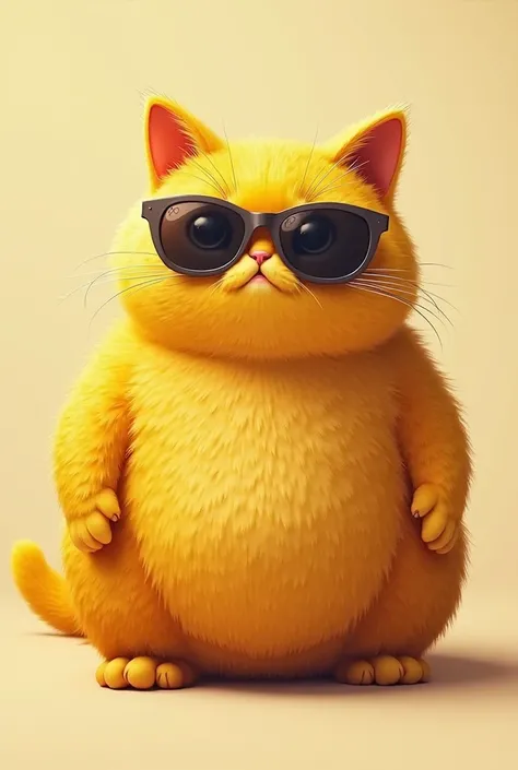 Generate a big , yellow, fatty cat with sunglasses 