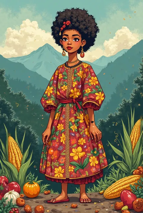 Iman with the design of a Colombian Ajiaco