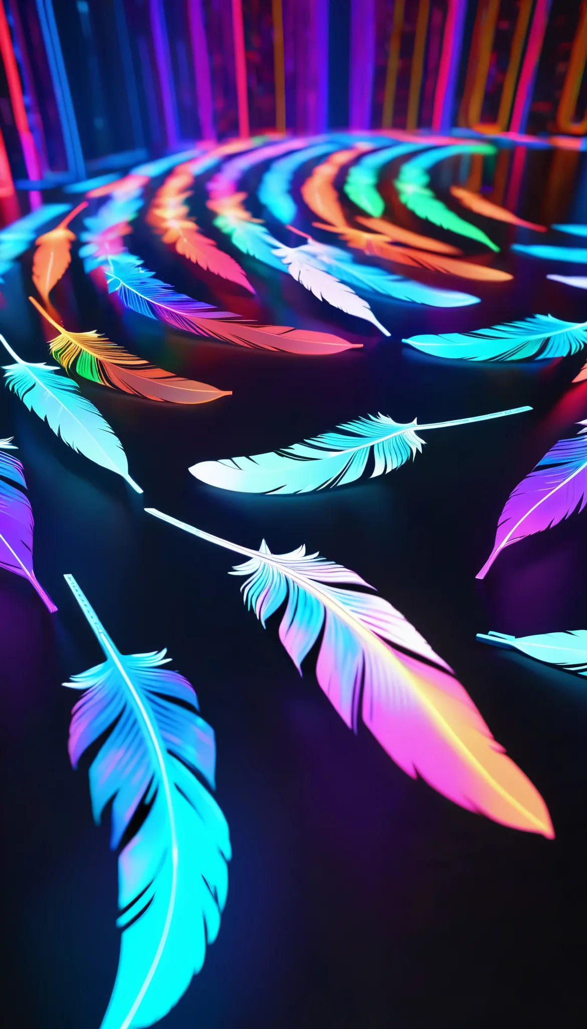 Ultra High Definition Details, A Floating Feather, single, Written with an illumination pen, 0__11Xx _Illu's luminescence, stereoscopic 3D projection, holographic and vivid multicolor, 4K, 8k, digital art,