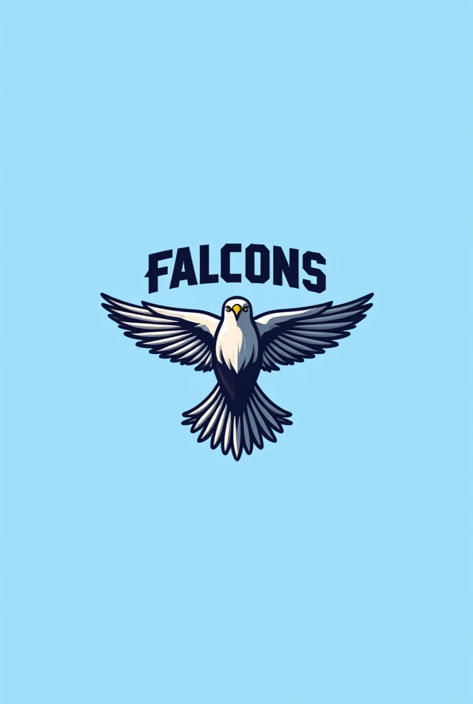 Make an animated logo for a falcon soccer team with a light blue background and say falcons FC
