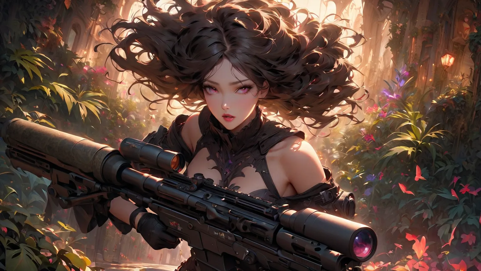 Gun for the Viewer、Stealth Action that Blends into the Bushes、Precision Shooting for Face-Down Shooting、BREAK Tight Battle Suit、Camouflage、 captivating cleavage 、BREAK Ruthless Eyes Pursuing Ultimate Aesthetics、BREAK Gun for the Viewer口、A Quiet Jungle Full...