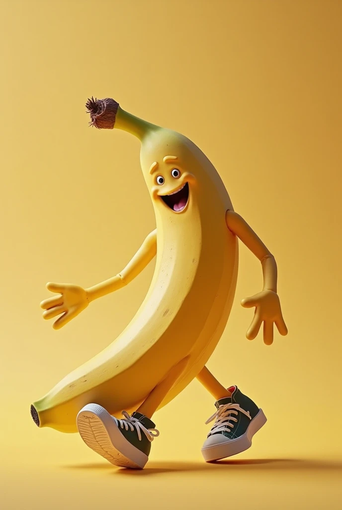 create image walking happy banana 