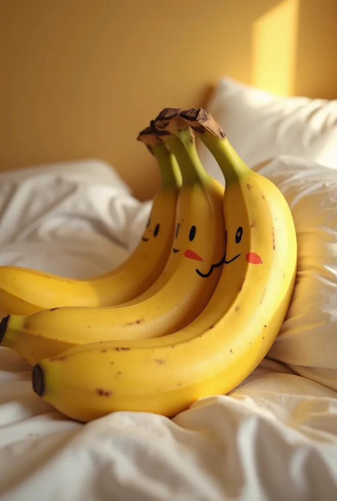 create image happy banana in bed