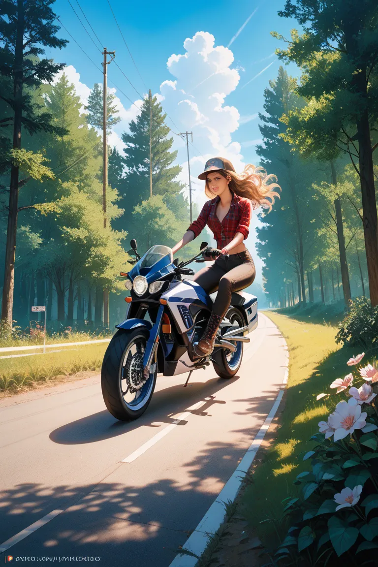 The girl riding the Yamaha SR