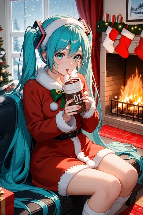  Hatsune Miku　 Santa Kos　masturbates