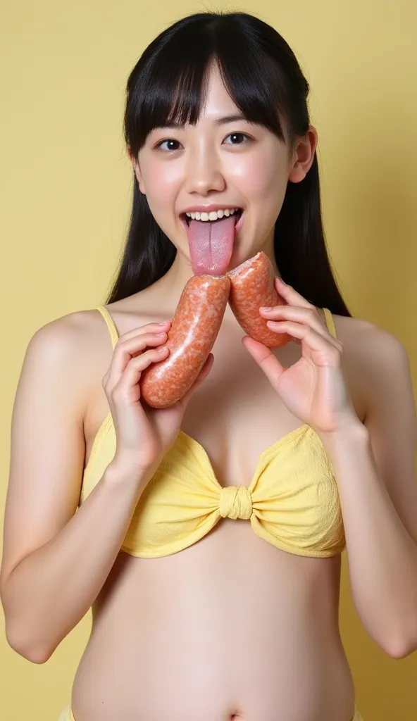 (((simple background, :6))) break
(((1japanese slim body girl)))
(((golden blindfold:18)))(((micro bikini penetration,:12)))
((((((Hold a long, huge, extra thick sausage with both hands,smile, open her mouth wide, and stick out her tongue:10)))))) break

(...