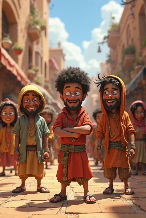 1024x688 dimension, ISraelites doing evil things, pixar cartoon style approach