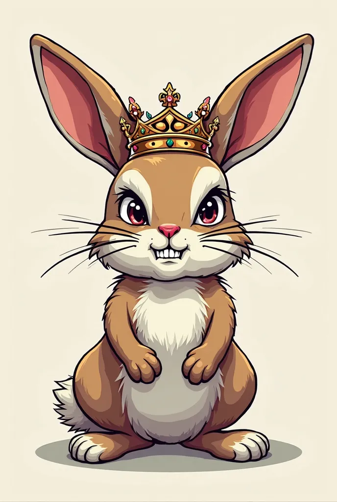 I want a t-shirt print with an angry rabbit and a crown on the Head