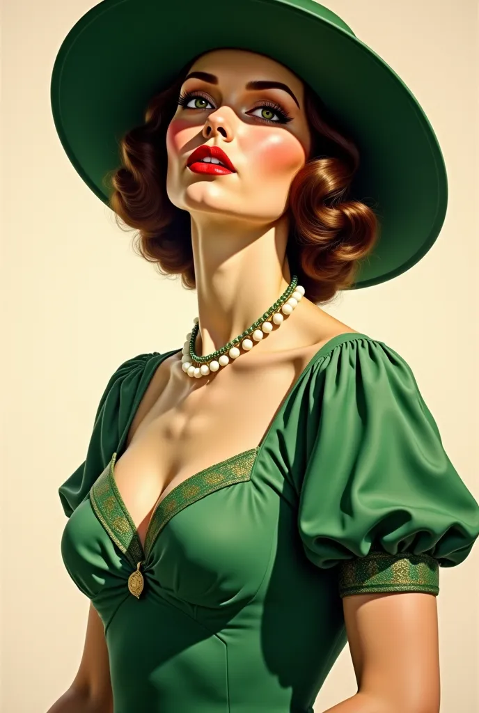 un gros plan sur une femme portant un chapeau vert et une robe verte, j. c. Leyendecker 8 k, j c Leyendecker 8 k, j.c. Leyendecker wlop, j.c Leyendecker, j. c Leyendecker, joseph Leyendecker, jc Leyendecker, j c Leyendecker, Leyendecker