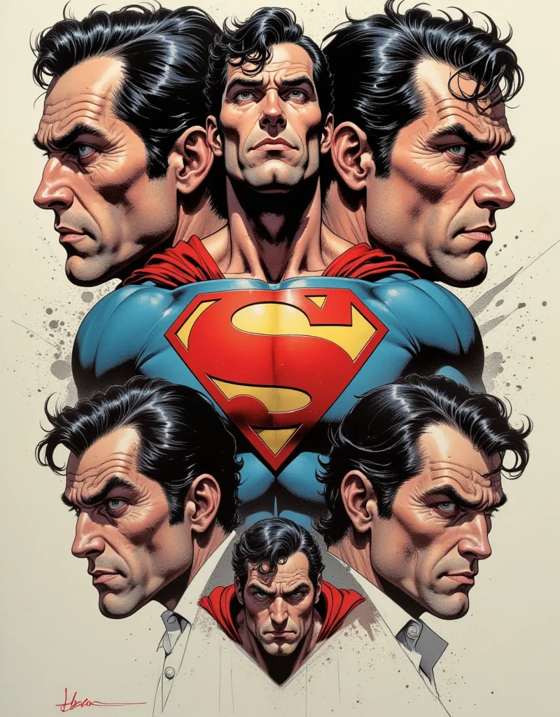 Superman's face in various positions 