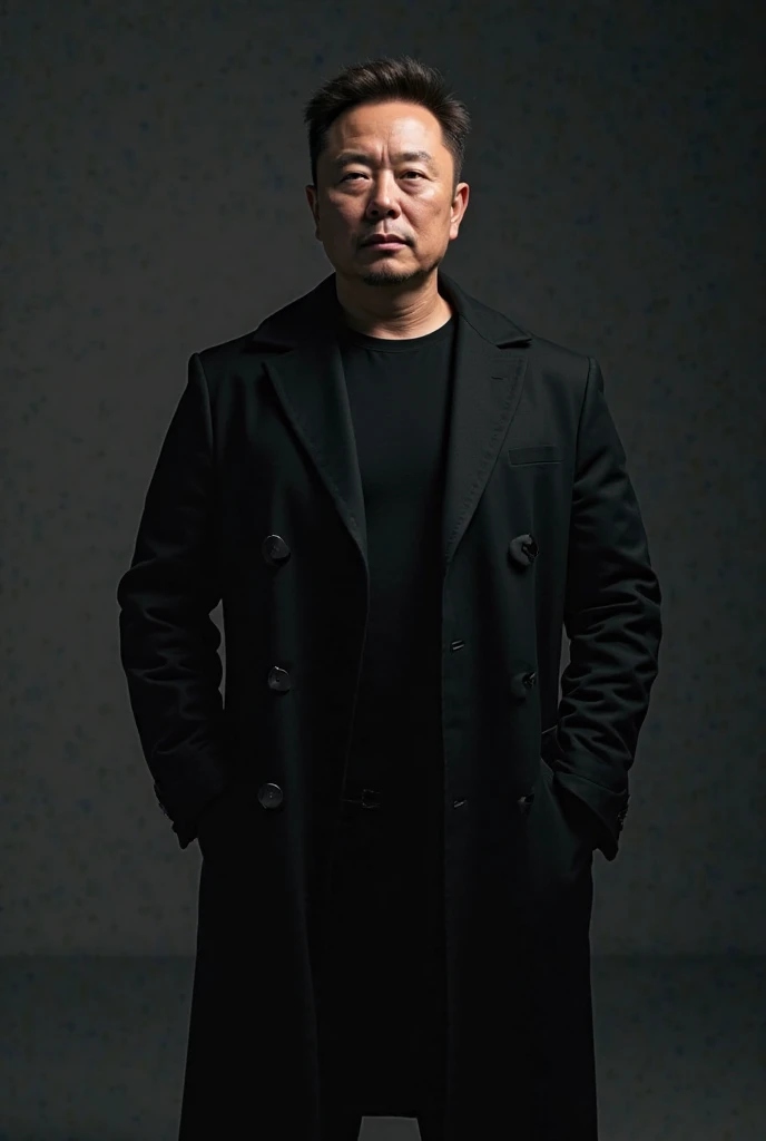 Photo of Elon Musk wearing an all-black coat with his hands out of his pockets