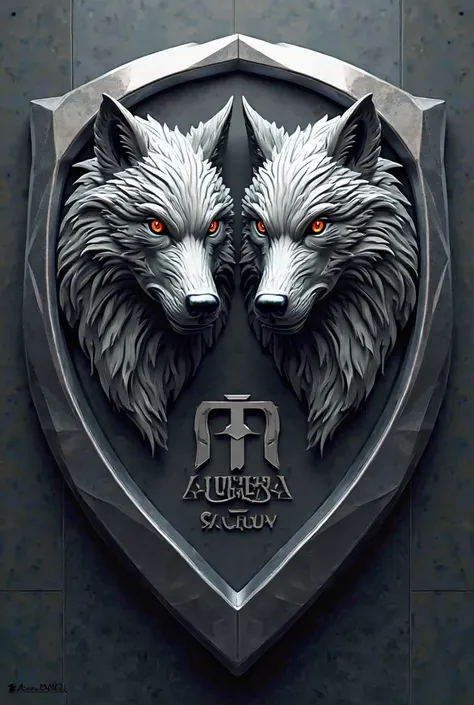 Three-dimensional logo for soccer academy with the name silver wolves